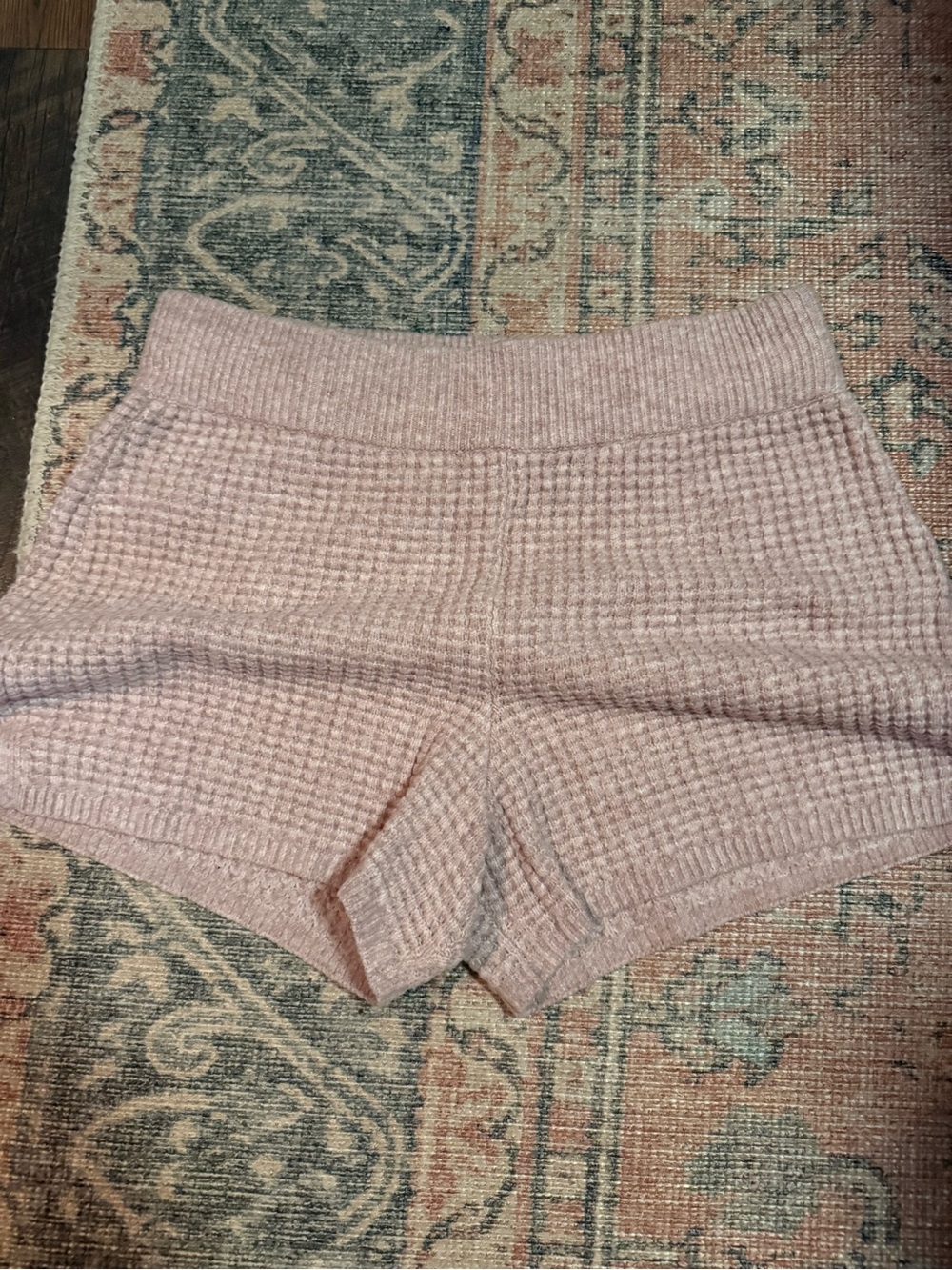 Abercrombie & Fitch Women's Waffle-Knit Shorts in Pale Pink